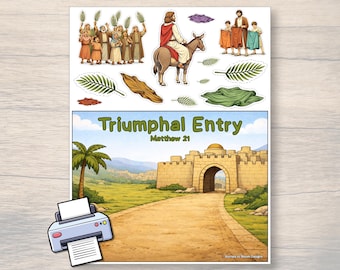 Triumphal Entry Printable Craft- Palm Sunday Bible Activity, Sunday School Lesson, Genesis Craft for Kids, Christian Homeschool Download