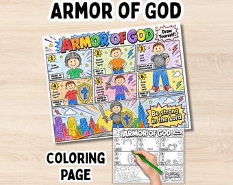 Armor of God Coloring Page Bible Printable Ephesians 6 Kids Activity Sunday School Lesson Faith Based Craft Christian Homeschool Bible PDF
