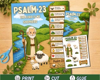 Psalm 23 Sunday School Craft the Lord is My Shepherd Printable Activity Good Shepherd Bible Lesson Christian Homeschool Kids Psalm 23 Lesson