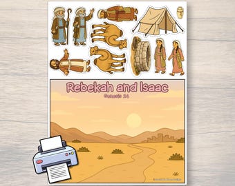 Bible Printable for Isaac and Rebekah Kids Activity Craft Idea for Genesis 24 Sunday School Church Craft Christian Kids Homeschool Bible PDF