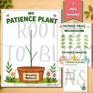 Patience plant printable set for kids includes craft page leaves boosters and reflection worksheet PDF