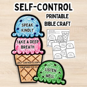 Self-Control Fruit of the Spirit Craft for Kids Church Activity Bible Printable Galatians 5 VBS Bible Download Christian Kids Homeschool