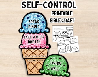 Self-Control Fruit of the Spirit Craft for Kids Church Activity Bible Printable Galatians 5 VBS Bible Download Christian Kids Homeschool