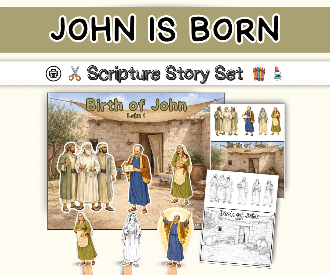 John the Baptist is Born Printable Activity Pack Luke 1 Sunday School ...