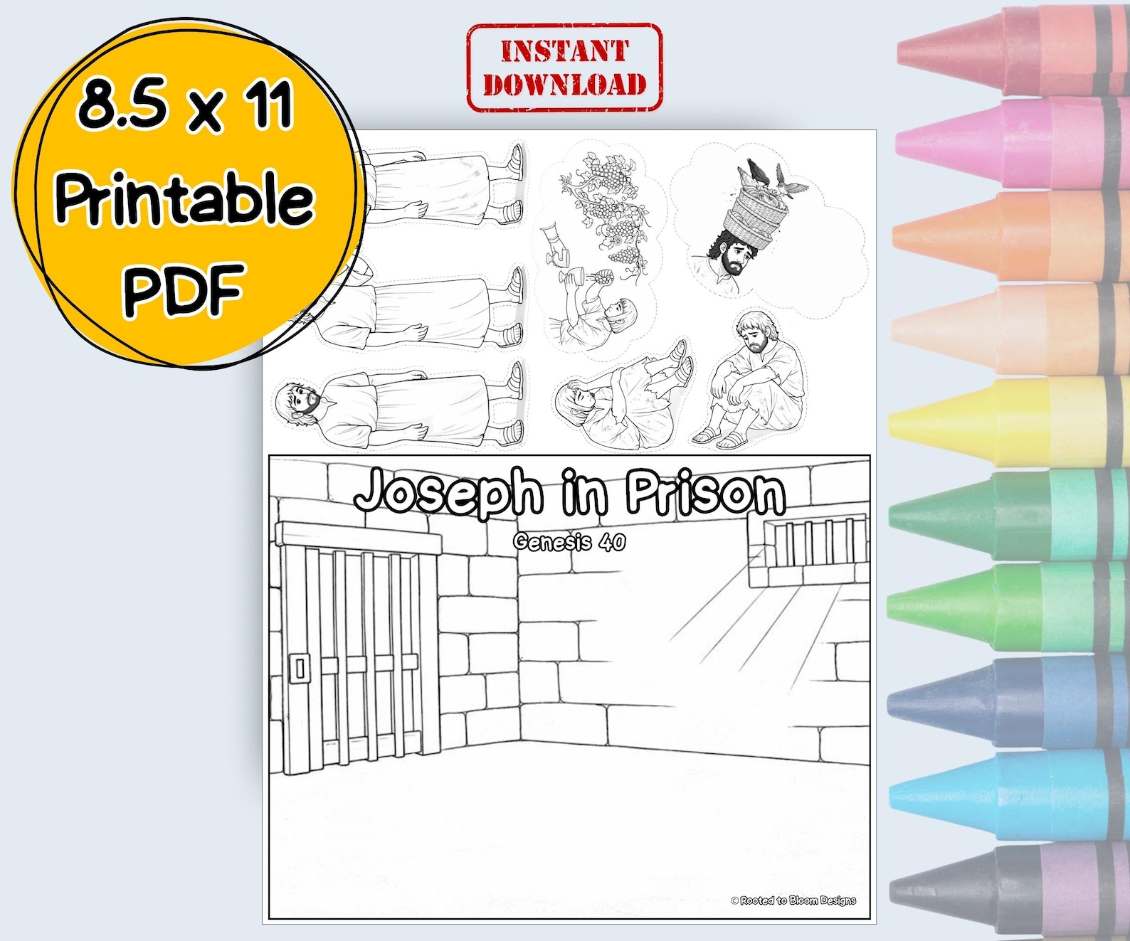 Joseph in Prison - Bible Coloring Page and Craft - Genesis 40 Printable ...