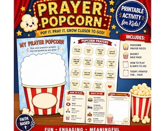 Prayer Popcorn Sunday School Craft Teaching Prayer Bible Class Game Family Prayer Bedtime Activity Printable Nightly Prayer Craft for Kids