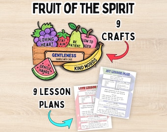 Fruit of the Spirit Bundle for Kids Sunday School Lesson Plan Galatians 5 Printable Free Gift Bible Coloring VBS Craft Homeschool Bible Unit