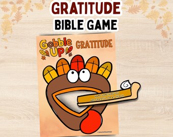 Thankfulness Kids Bible Game Printable Thanksgiving Activity Gratitude Game for Kids Sunday School Gratefulness Lesson Fun Turkey Fall Craft