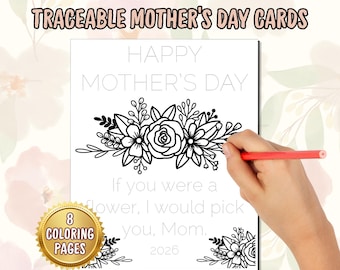 Mors dag målarkort | Barnpyssel för mamma | Spårbara utskrivbara sidor för förskola | Mors dag klassrumsaktivitet