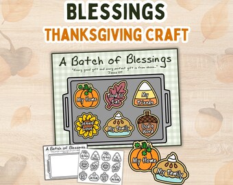 Thanksgiving Kid Craft Fall Grateful Activity for Preschool Sunday School Autumn Printable God's Blessings Cookie Craft Thankful Bible Verse
