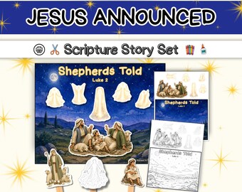 Jesus' Birth Announced to Shepherds Bible Activity Pack Jesus Born Sunday School Nativity Luke 2 Printable Lesson Shepherds in Field Craft