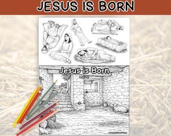Jesus is Born in Bethlehem- Bible Coloring Page and Craft - Luke 2 Printable