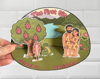 Den första synden - Utskrivbar 3D-pyssel - Första Moseboken 3 - Adam och Eva förvisade från Edens lustgård