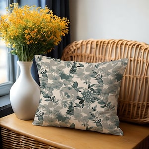 Magnolia Floral Throw Pillow Cover, Minimalist Print, Neutral Cushion Case