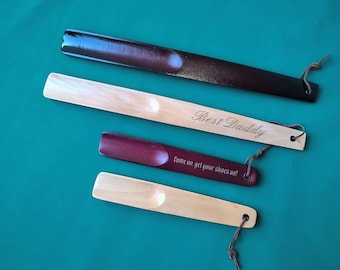 Personalized Ash Wood Standing Shoehorn: Long or Short, Engraved Gift