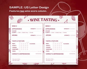 Wine Tasting Score Card: Mystery Wine Party Game (Instant Download)