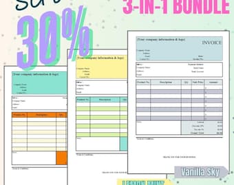 Plantillas de factura: Excel y Hojas de cálculo de Google (descarga instantánea)