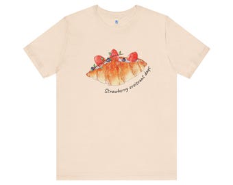 Camiseta de croissant de fresa: Camiseta de acuarela para amantes de la comida