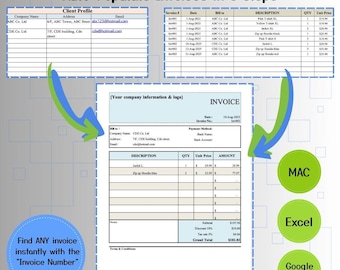 Generador de facturas automatizado: Plantilla de Excel y Hojas de cálculo de Google (Descarga digital)