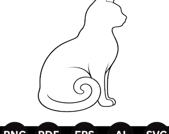 Archivo de corte SVG PNG de silueta de gato, diseño digital para Cricut