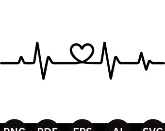 Archivos de corte vectorial de ECG (SVG/ECG) de línea de latidos (descarga digital)