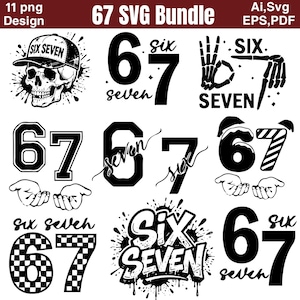 67 SVG digital nedladdning, rolig meme-design, 67 PNG, 67 Cricut, trendig 67 Clipart för Cricut, 67 SVG, unik 67 konst för hantverk