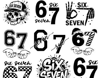 67 SVG Digital Download, Funny Meme Design, 67 PNG,67 cricut, Trendy 67 Clipart for Cricut, 67 SVG,Unique 67 Art for Crafts