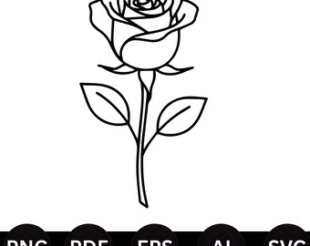 Rosa SVG, contorno floral simple para Cricut, imágenes prediseñadas florales minimalistas, diseño láser / archivo para Cricut