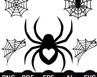 Telaraña SVG, Araña aterradora SVG, Descarga digital, Descarga instantánea, PNG - PDF - AI - EPS