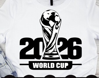 Trofeo de la Copa Mundial de la FIFA 2026 PNG SVG / Descarga digital / Arte de fútbol imprimible / Estilo de logotipo de la Copa Mundial 26 / Descarga instantánea