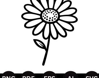 SVG de flor simple, imágenes prediseñadas de contorno de flor, diseño floral infantil
