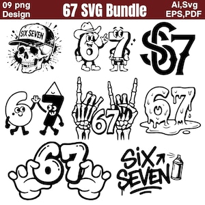 67 SVG Digital Download | Funny Meme Design | Six Seven PNG | Trendy 67 Clipart for Cricut & Crafts| 67 meme png| 67 cricut