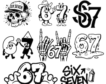 67 SVG Digital Download | Funny Meme Design | Six Seven PNG | Trendy 67 Clipart for Cricut & Crafts| 67 meme png| 67 cricut