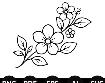Rama floral SVG / Enredadera floral SVG / Archivo de corte botánico / Cricut SVG / Imágenes prediseñadas florales PNG Diseño de corte láser