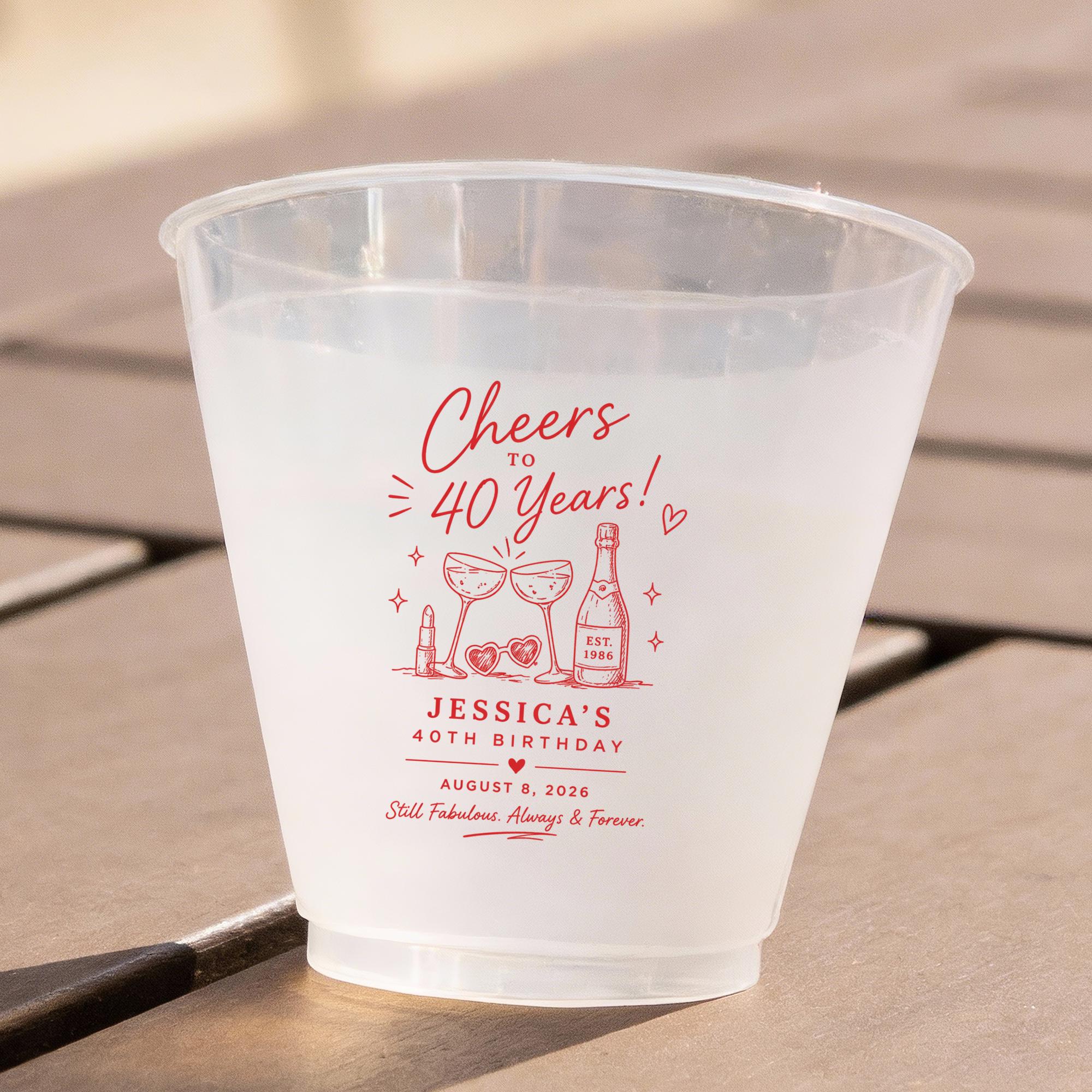 Personalized 40th Birthday Frosted Stadium Cups, Custom Trip Party ...