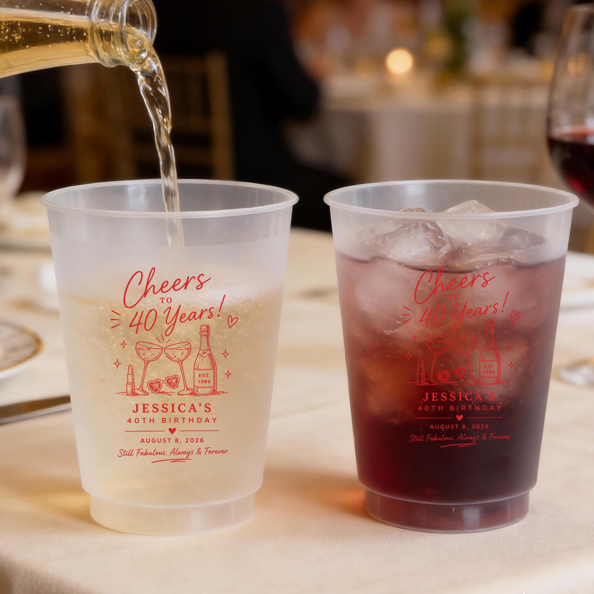 Personalized 40th Birthday Frosted Stadium Cups, Custom Trip Party ...