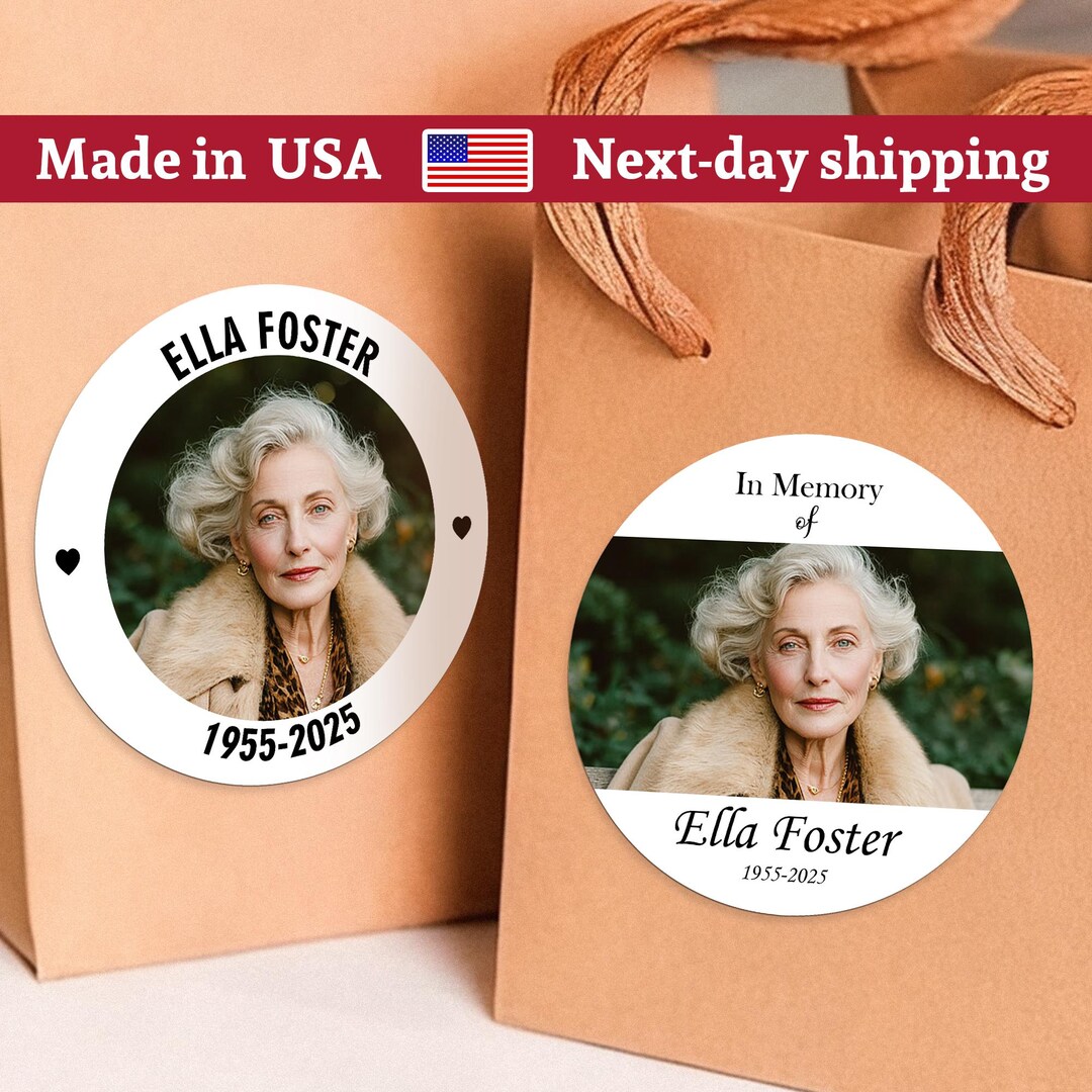 In Memory Small Tags Pack of 36 Elegant in Memory Stickers, Personalized Photo Labels ...
