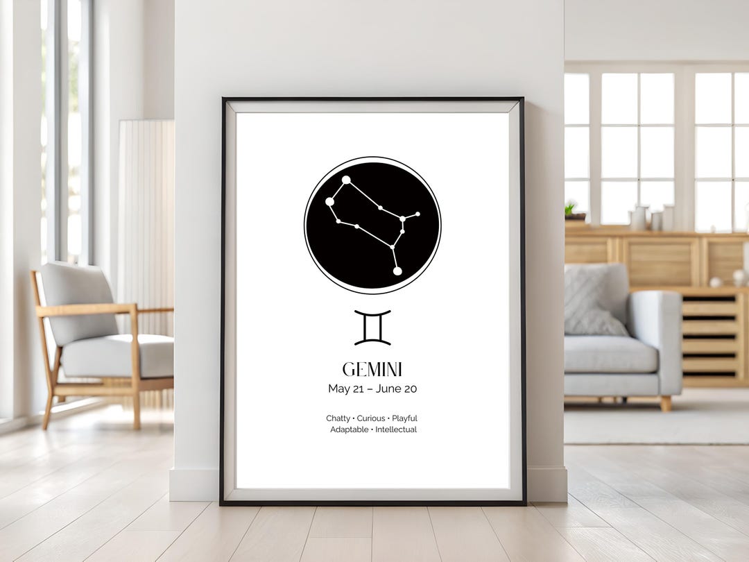 Gemini Zodiac Wall Art | Constellation Print | Minimalist Star Sign ...