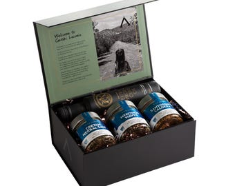 Griechische Feinschmecker-Geschenkbox - Natives Olivenöl extra mit Kräutermischungen von Cretan, Mykonos und Santorini | Feinschmecker Geschenk von Laonic Foods