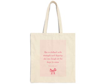 Inspirational Quote Cotton Canvas Tote Bag, Religious Gift