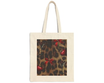 Leopard Print Cotton Canvas Tote Bag: Eco-Friendly Shopping Accessory