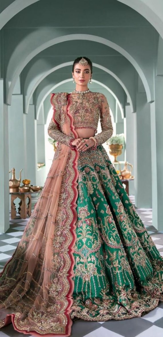 Buy Pakistani Lehenga Choli, Indian Clothes, Heavy Embroidered Muslim  Wedding Outfit for Nikkah Engagement Mehndi, Indian Partywear Blouse Online  in India