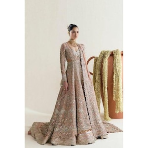 Pakistani Bridal Lehenga Blush Pink  Luxury Nikkah Dress  Heavy Embroidered Wedding Lehenga  Walima Reception Outfit  Indian Bridal Wear