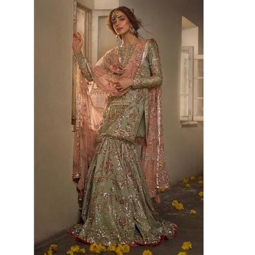 Green Pink Mehndi Dress - Etsy