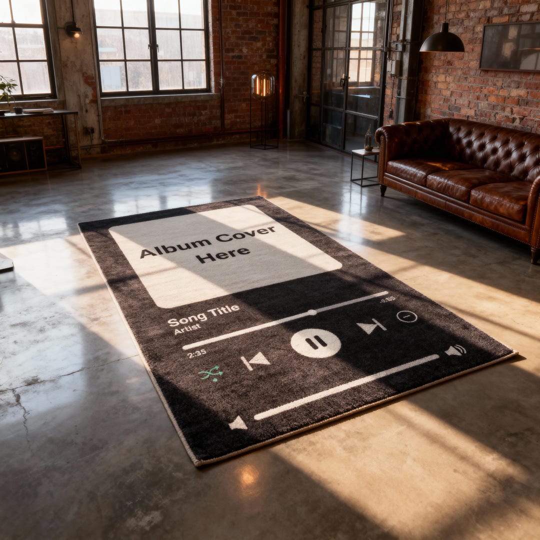 Personalized Music Player Rug, Custom Album Cover Carpet, Unique Song ...