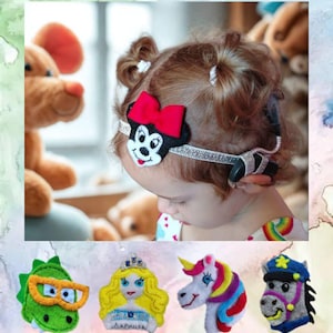 Cochlear implant headbands featuring fairy tale and cartoon characters