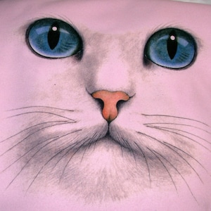 Pink &quot;Cat Face&quot;  Fleece Crew Neck Sweatshirt