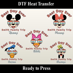 Disney Family Trip DTF Transfer, Ready to Press, Disneyland Mickey Minnie Daisy and Friends