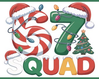 Six Seven 67 Squad DTF Heat Transfer, Funny Christmas Teen Meme Design