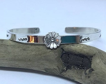 Sterling Silver Flower Cuff